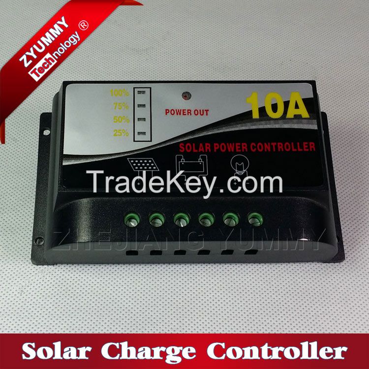 Hot selling 12V/24V 10A PWM Solar Battery Charge Controller with LCD Display and 2 USB Port