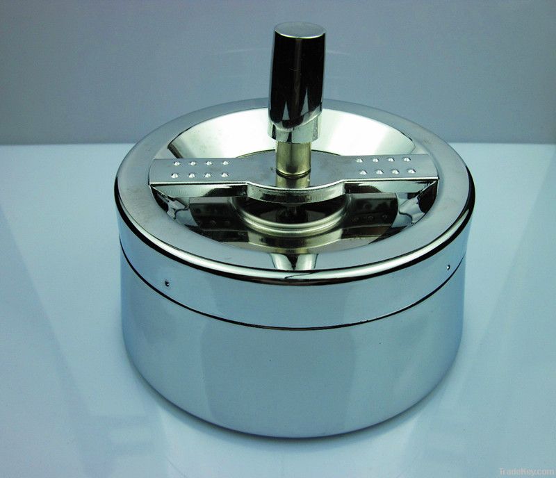 standing table metal ashtray with spin lid portable aluminum ashtray