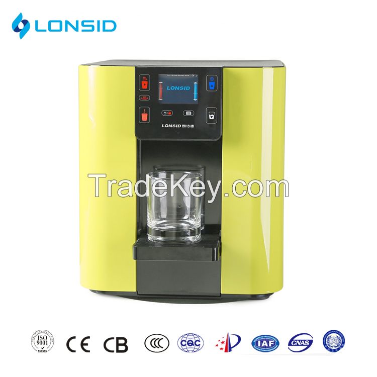 Lonsid Tabletop Color Plastic Housing  Hot and Cold POU Mini Bar LCD Touch Screen Water dispensers