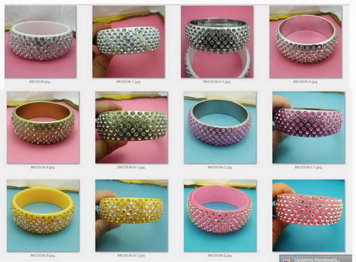 7 rows white crystal resin bangles wholesale Resin crystal bangles