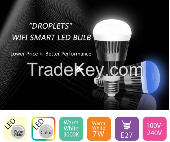 7w E27 RGB color changing WIFI LED BULB