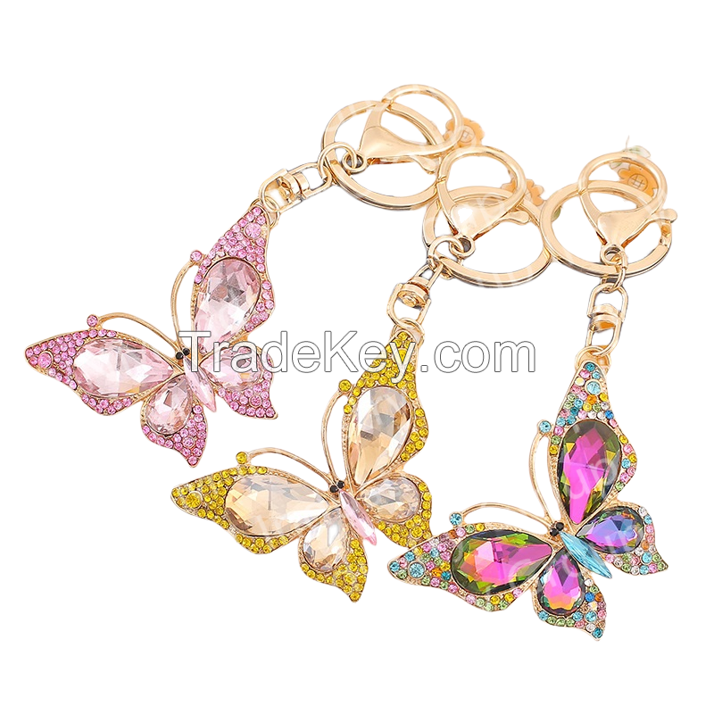 Colorful diamond cut out butterfly keychain