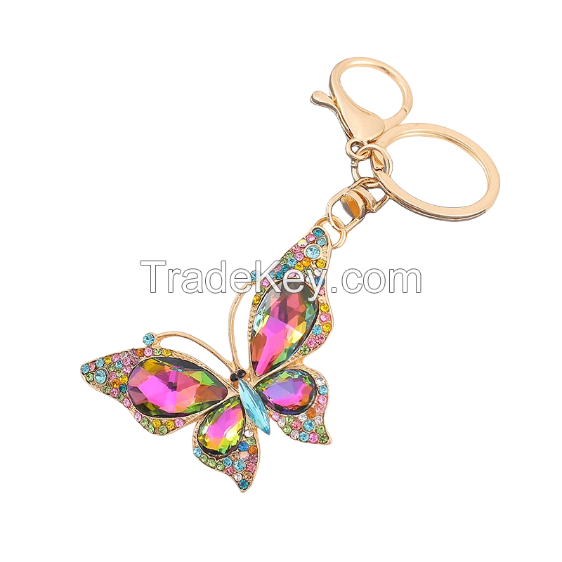 Colorful diamond cut out butterfly keychain