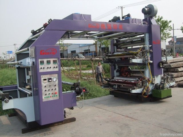 Plastic film roll flexo printing machine