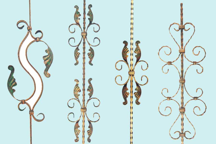 wrought iron baluster, forged baluster, wrought iron balustrade