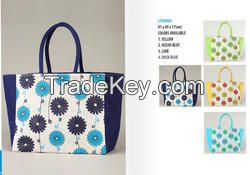 Flower printed jute tote bags