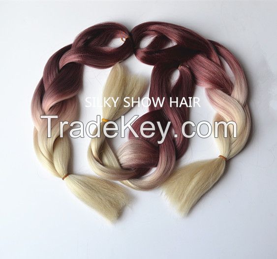 folded length 24 inch extra long ombre kanekalon jumbo braid synthetic hair