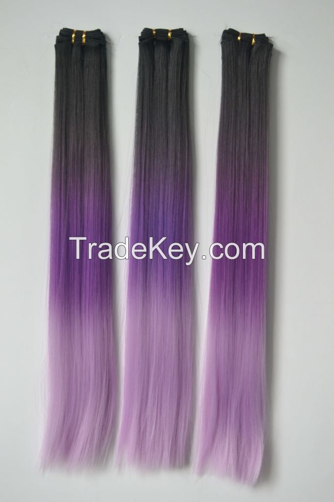 2015 popular ombro synthetic hair weft three tone color synthetic hair weft