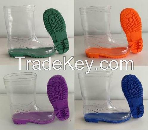 Transparent Kids PVC Rain Boots, Children Transparent Rain Boot, Kid Transparent Boot, New Fashion Child Shoe, Popular Style Children Rain Boot, High Quality Shoes