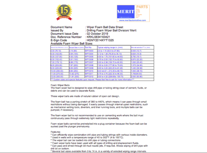 Drill Pipe Wiper Foam Balls