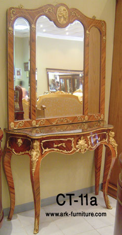 PAIR of Superb Louis XV style Marquetry consoles with mirror