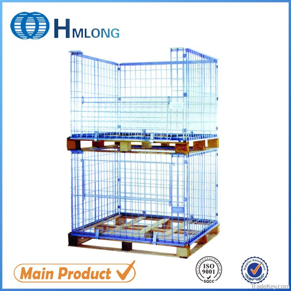 Euro foldable stackable storage metal steel wire mesh pallet cage