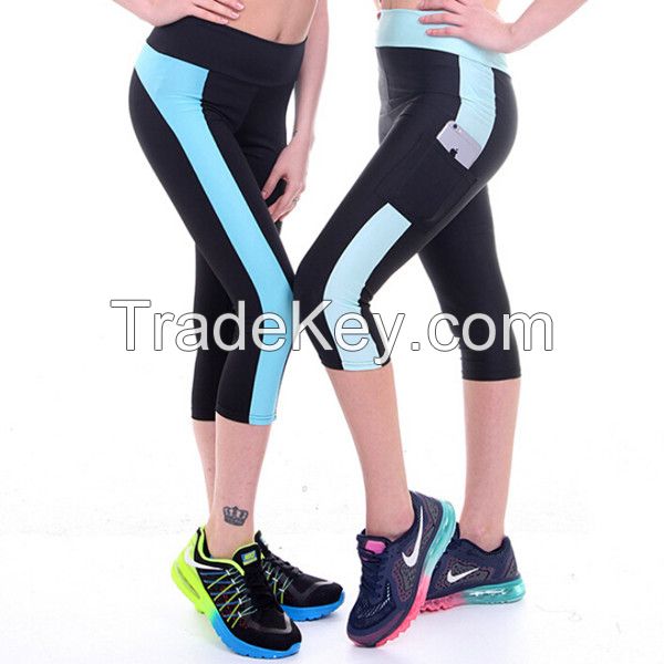 Women&#039;s fitness side pocket elastic slimming legging Plus size