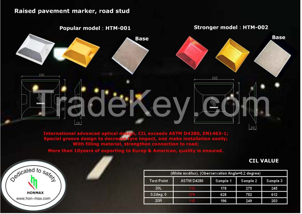 ASTM D4280, EN1463-1, AS standard road stud