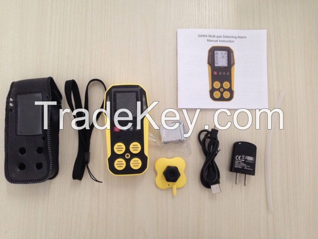 Handheld Gas Detector, 4 Gas Monitor with Large LCD Display