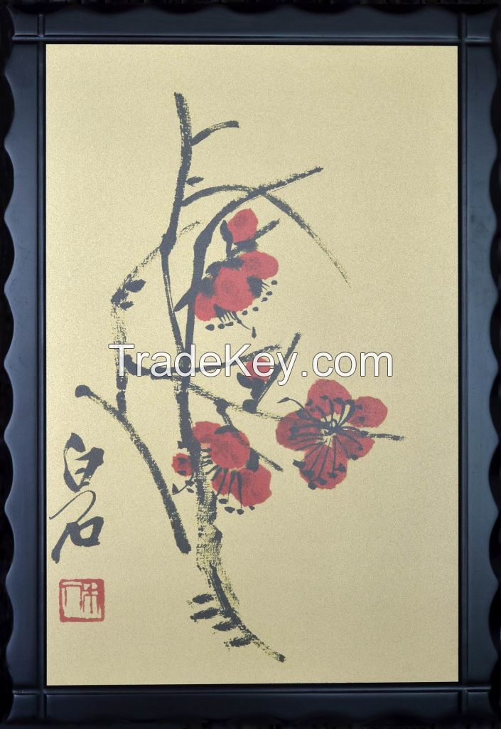 Gold leaf or gold foil Chinese painting, support customized chinese paintings on gold leaf