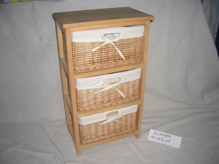 sell wood firniture mixed with wicker drawer basket