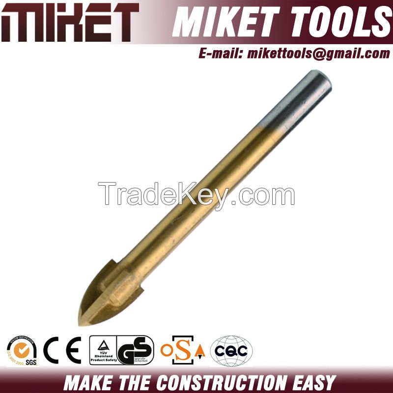 China Made Titanium Coated Cross Tip Glass Drill Bit, Drill Bit For Glass.