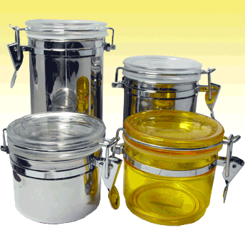 stainless steel and acylic canisters