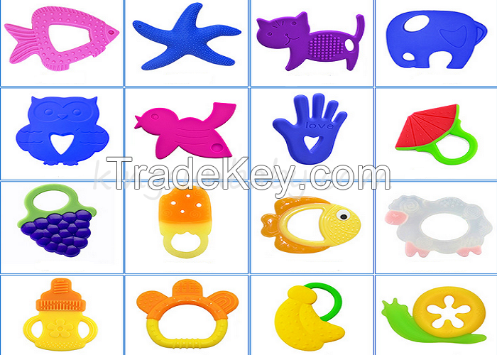 New design Silicone baby teethers rattles