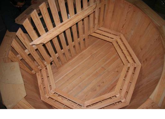 Wooden Hot Tub and wooden kitchen