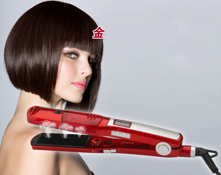 professional red magic shine ionic steam hair straightener flat iron 110V-240V European plug 