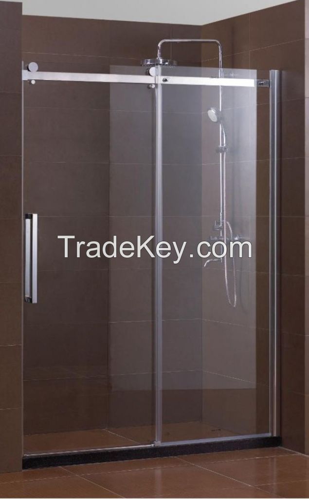 Frameless sliding shower rooms