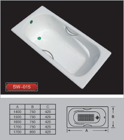 cast iron bathtub with handgrip(SW-015)