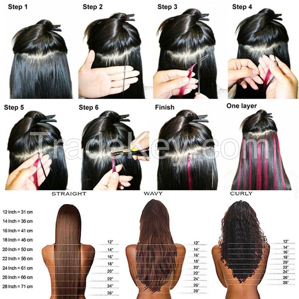 Micro rings/loop hair remy human hair extensions #1B