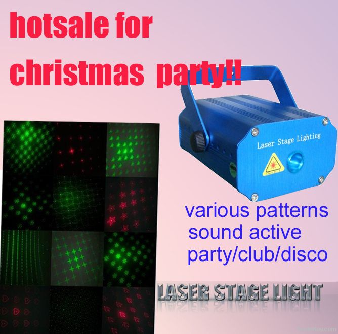 15 laser pattern/sound active/mental box mini laser stage light