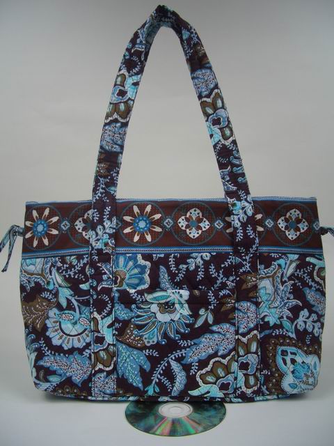 100% Cotton Quilted Jave Blue Ladies' Large Purse