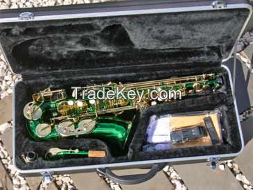 BEAUTIFUL GREEN LACQUER ALTO SAXOPHONE