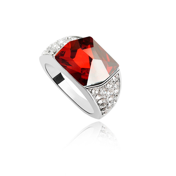 Crystal Ring with Red Diamond 