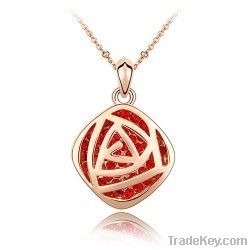 Red Rose Crystal 18K Gold Plated Necklace