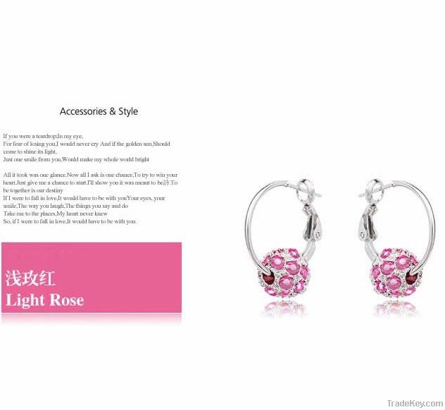 Sea Blue Primrose Ball Crystal 18K Gold or Silver Alloy Earrings Studs