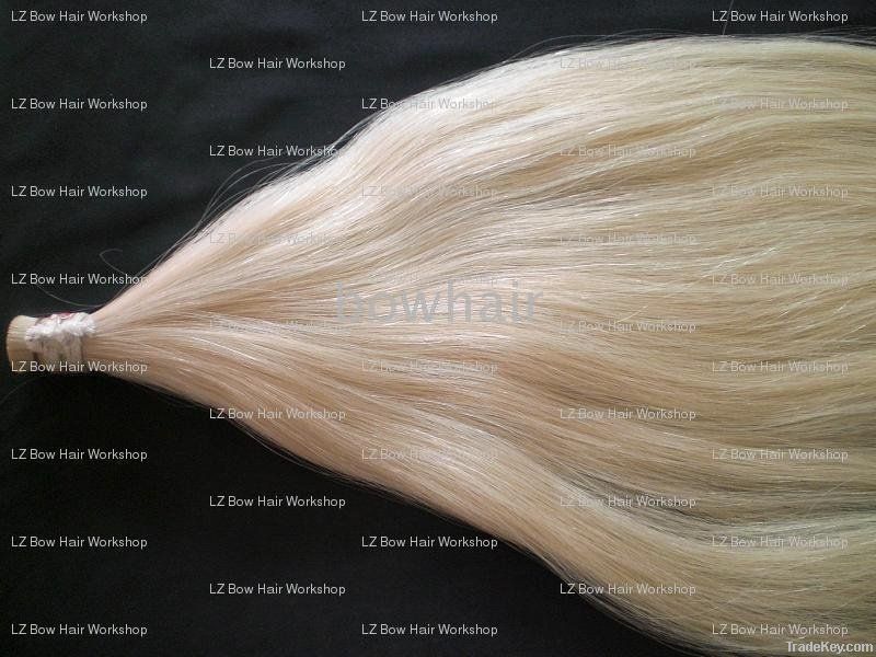 Unbleached white bow hair from stallion horse tails 32 inches