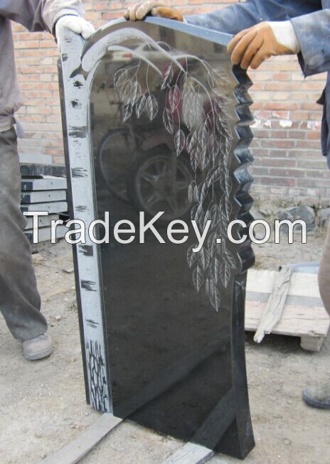 Black granite carving rose monument