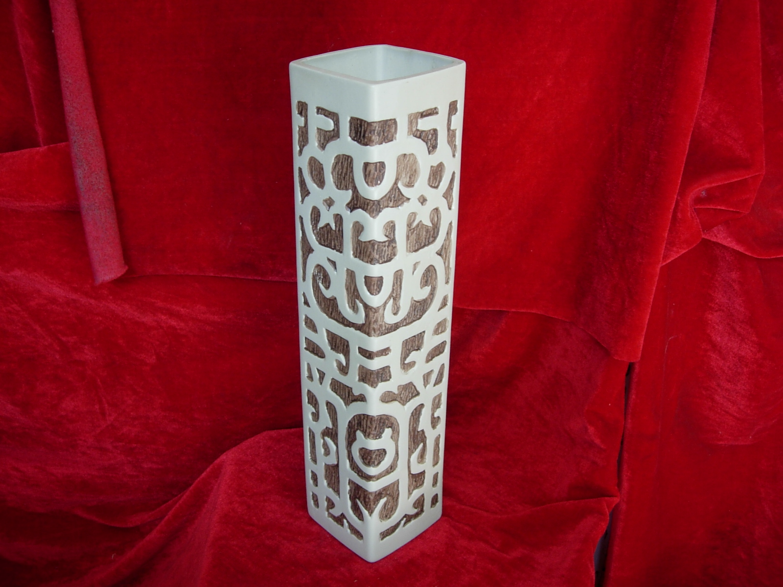 14" Large Square Ceramic Vase Labyrinthic