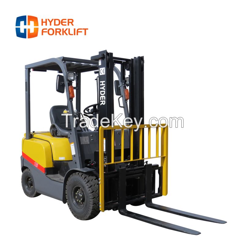 2ton diesel forklift truck with container mast and attachment