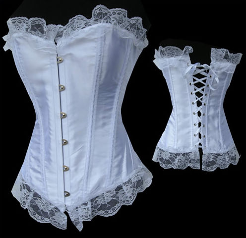 White Satin Lace Up Corsets