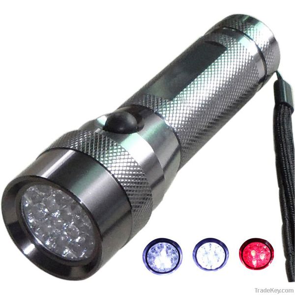 19 led aluminum flashlight, on/off swtich in 4 functions