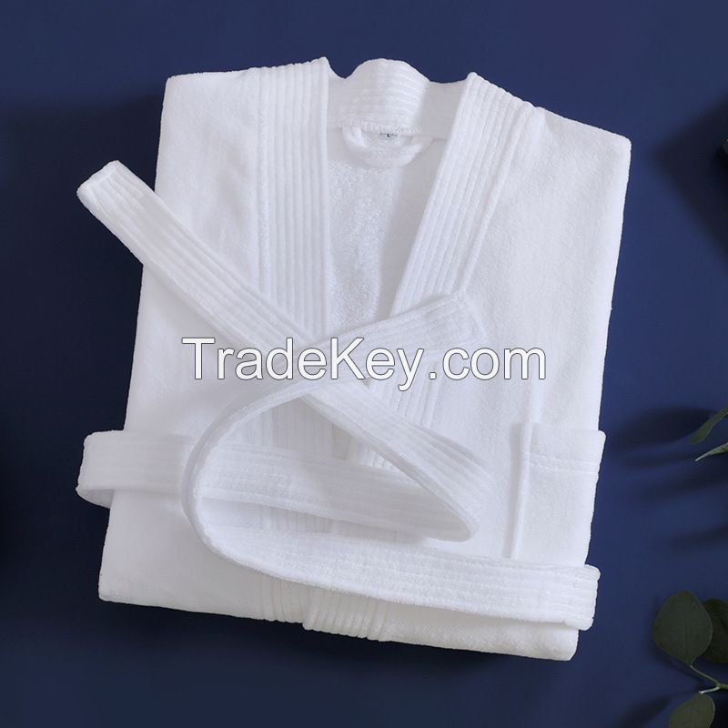 Long Staple Pure Cotton Thickened Soft Absorbent Bathrobe Elegant Yukata Kimono Thai Pajamas for 5-stars Hotel