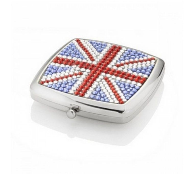 Union Jack Crystal Square Pocket Mirror/Compact Mirror/Cosmetic Mirror