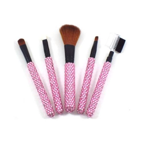 Crystal Rhinestone Synthetic Hair Face Brush Set