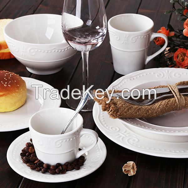 ceramic emboss porcelain dinner set from Changsha Happy Go