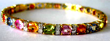 Fancy Sapphire &amp; Diamond 18k Gold Bangle