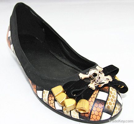 lady flat close ladies casual closed toe pu flat shoes