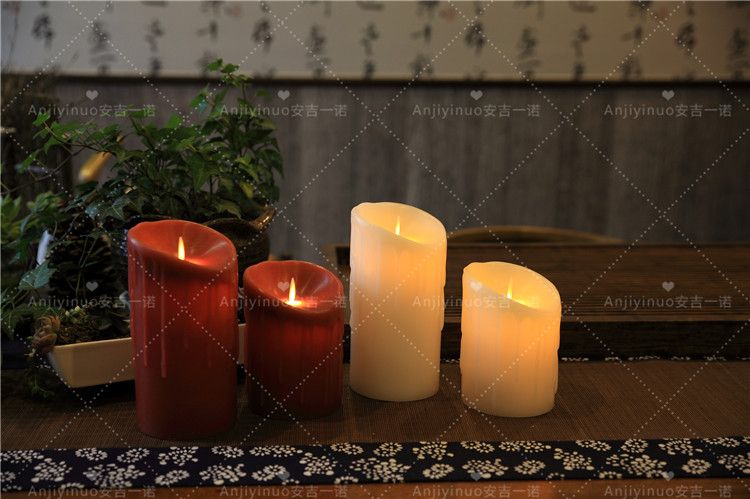 Hot Selling Flamelss Rechargable Wax Dripping Led Candles Set of 2