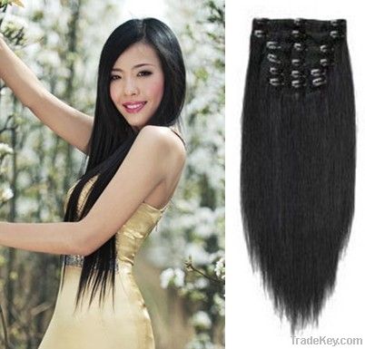 remy hair human hair pieces clip on hair extensions