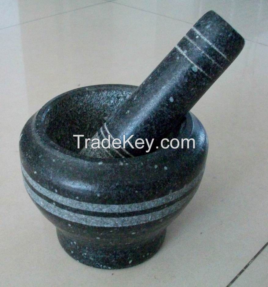 natural black granite mortar &amp; pestle